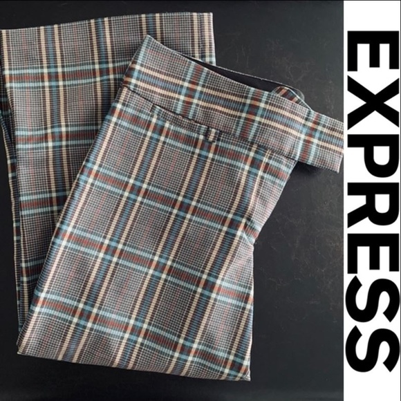 Express Pants - Women’s Sz. 4 Express Blue Plaid Crop Work Pants